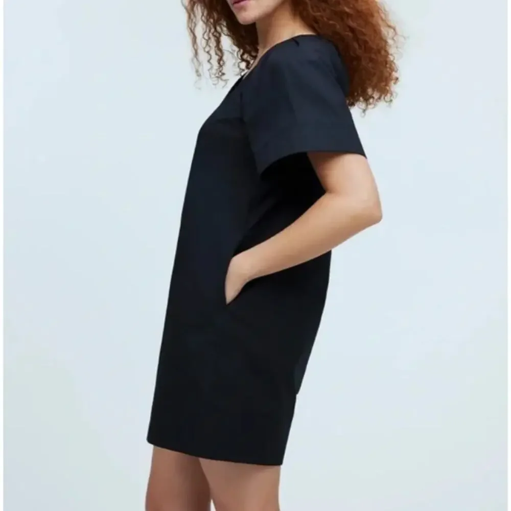 Madewell V-Neck Mini Shirtdress Black Cotton Women's‎ XS Boho Chic Casual Summer